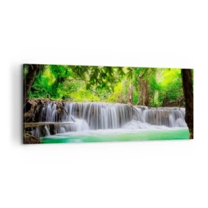 Obraz na płótnie - Kaskada w zieleni - 100x40 cm