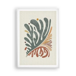 Plakat w białej ramie - Wielobarwny liść - 70x100 cm