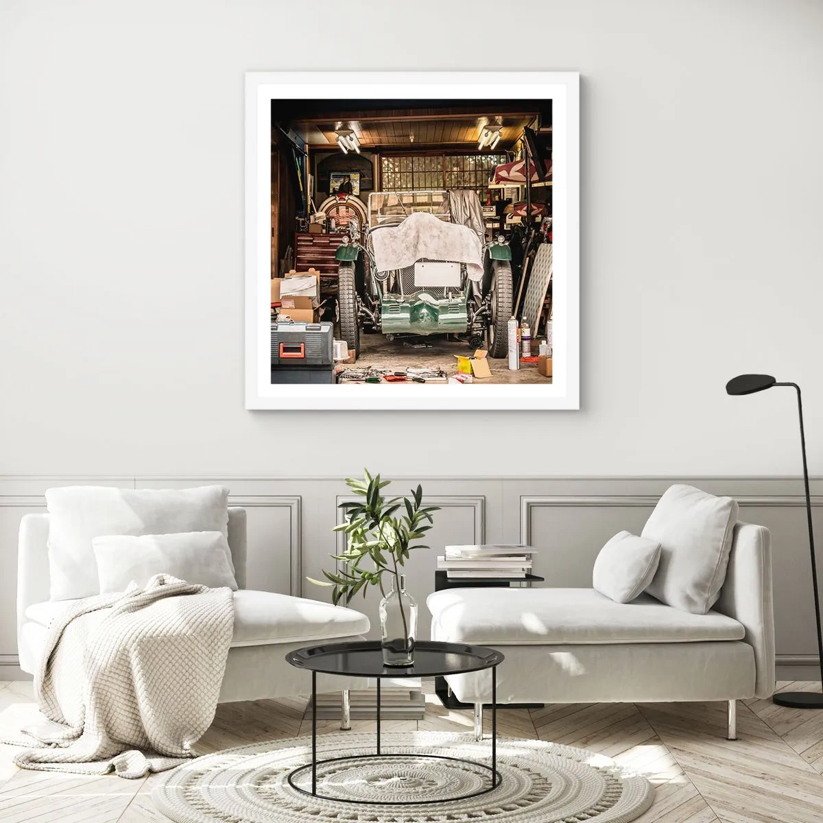 Plakat w białej ramie - Powrót do przeszłości - 40x40 cm