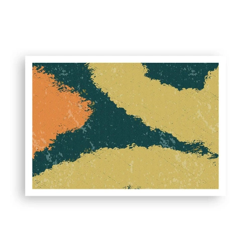 Plakat - Abstrakcyjne plamy w kolorach ziemi i zieleni - 100x70cm - Abstrakcja – powolnym ruchem - Nowoczesna dekoracja ścienna do salonu i sypialni ARTTOR