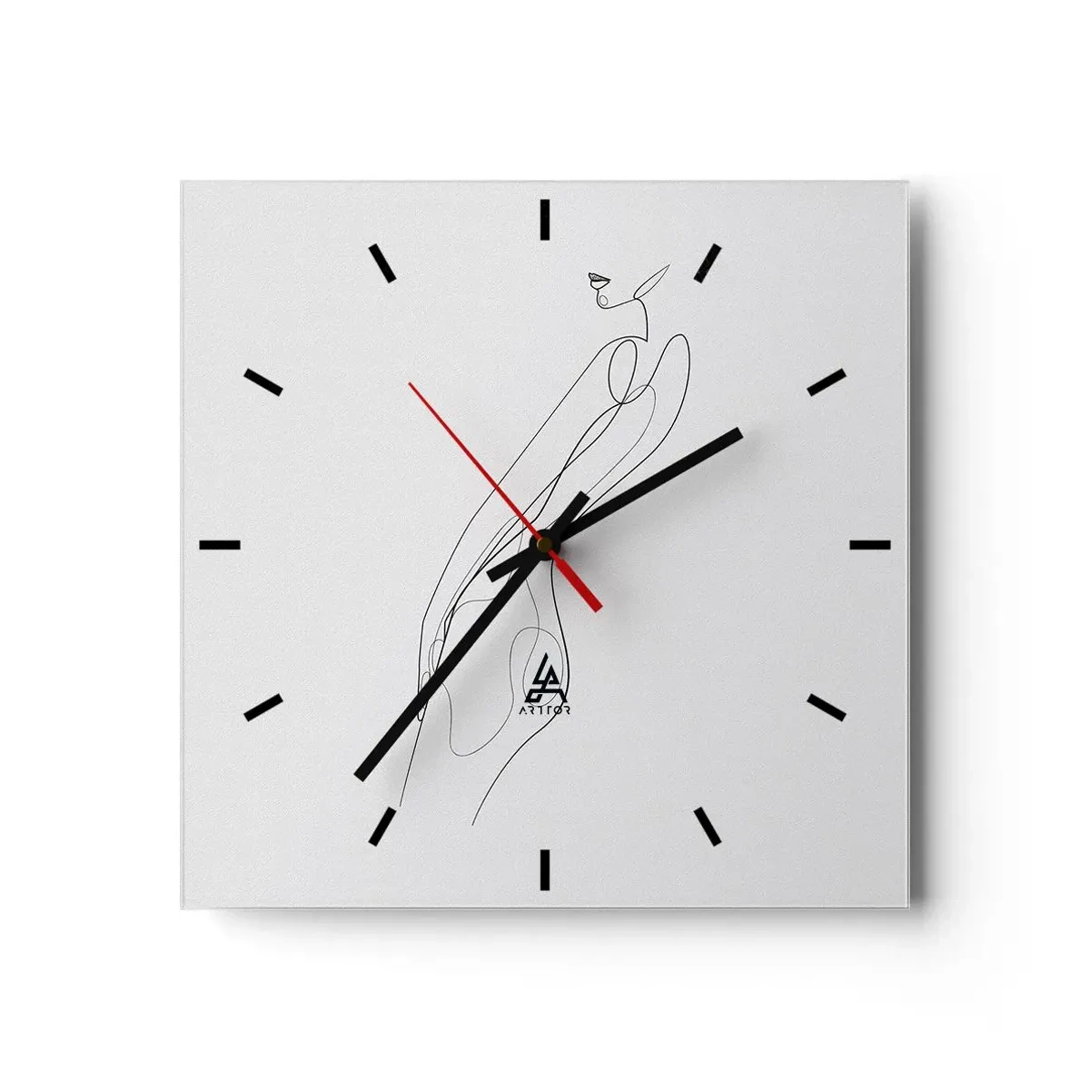 Zegar ścienny - Minimalistyczna linia ukazująca sylwetkę na jasnym tle - 30x30cm - Zaledwie obietnica - Nowoczesna dekoracja ścienna do salonu i sypialni ARTTOR