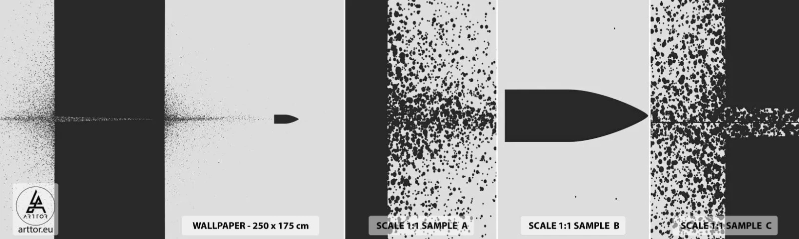 Fototapeta Próbka Samoprzylepna Deluxe Sticker - Prosto do celu - Pocisk, Czarno-Biały, Abstrakcja - 100x30 cm