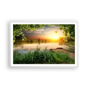 Plakat w białej ramie - Pejzaż w zielonej ramie - 91x61 cm