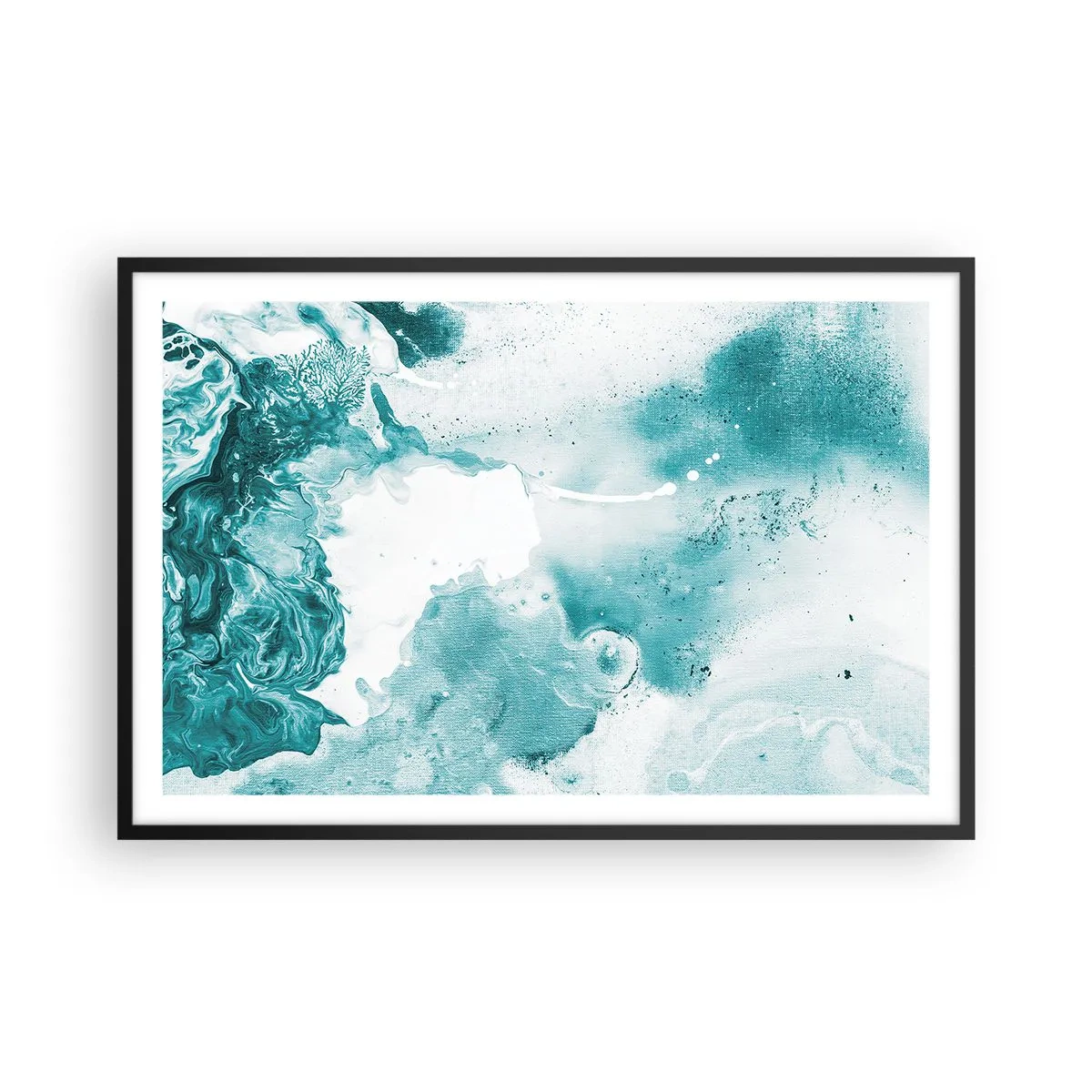 Plakat w czarnej ramie - Rozlewiska błękitu - 91x61 cm