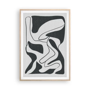 Plakat w ramie jasny dąb - Abstrakcyjna zabawa w labiryncie - 70x100 cm