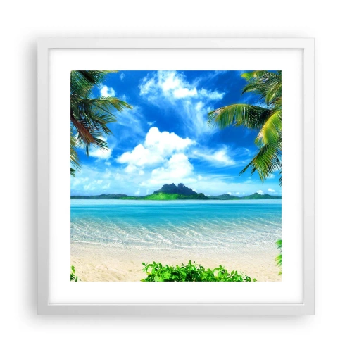 Plakat w białej ramie - Lazur tropików - 40x40 cm