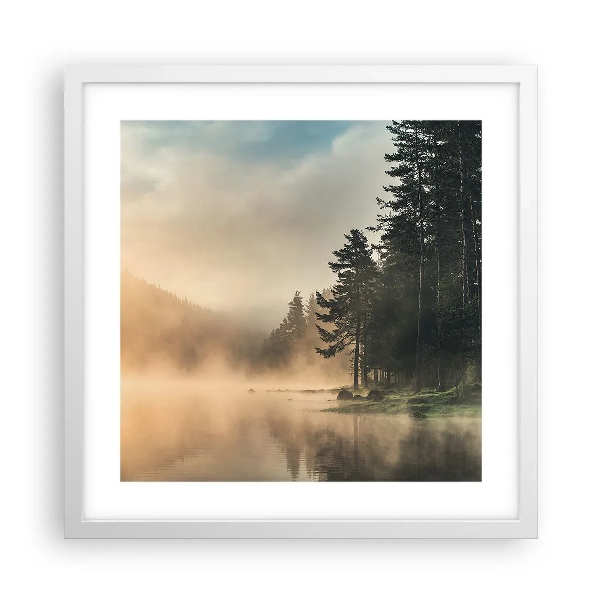 Plakat w białej ramie - Narodziny dnia - 40x40 cm