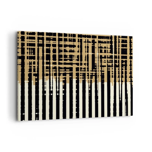 Obraz na płótnie - Abstrakcyjne linie w kolorach czerni, beżu i bieli - 120x80cm - Architektoniczna abstrakcja - Nowoczesna dekoracja ścienna do salonu, kuchni i sypialni ARTTOR