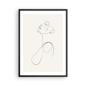 Plakat w czarnej ramie - Minimalistyczna linia tworząca sylwetkę kobiety - 50x70cm - Zapętlona w marzeniach - Nowoczesna dekoracja ścienna do salonu i sypialni ARTTOR