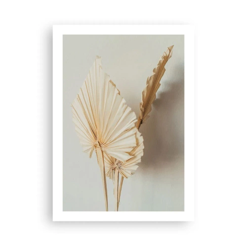 Plakat - Suszone liście palmy w minimalistycznej aranżacji na jasnym tle - 50x70cm - Gdy potrzebne ukojenie - Nowoczesna dekoracja ścienna do salonu, kuchni i sypialni ARTTOR