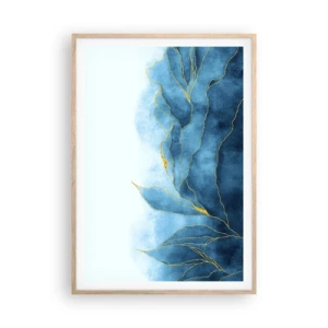 Plakat w ramie jasny dąb - Błękit w złocie - 70x100 cm