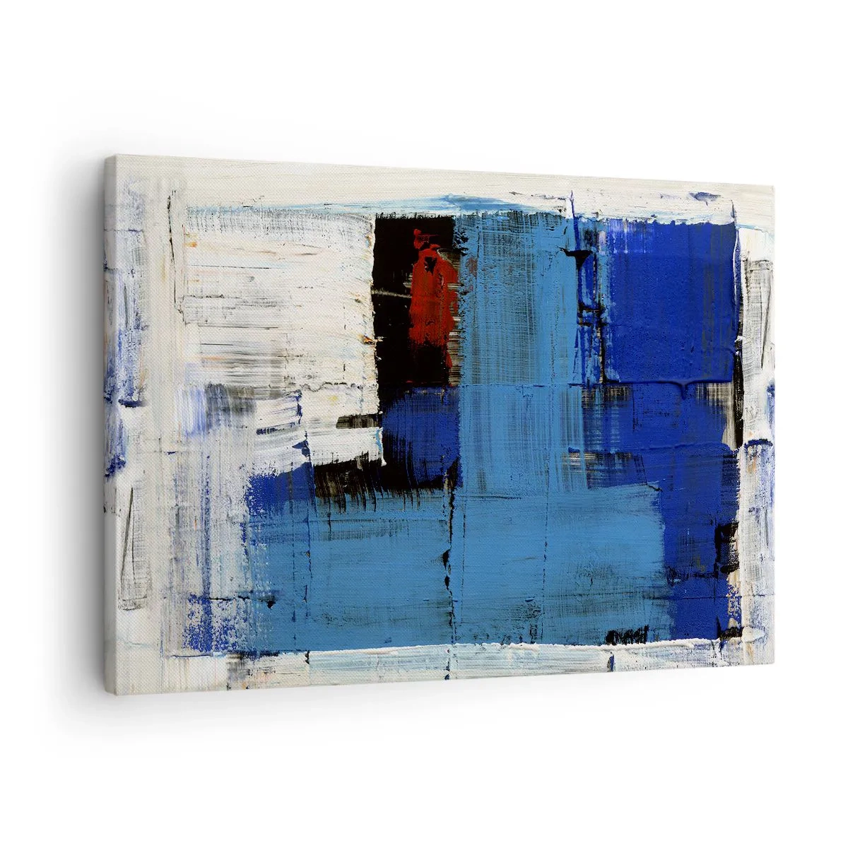 Obraz na płótnie - Abstrakcyjna kompozycja w odcieniach niebieskiego i bieli - 70x50cm - Sekret błękitu - Nowoczesna dekoracja ścienna do salonu i sypialni ARTTOR