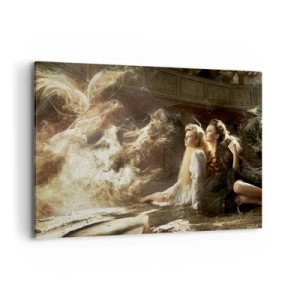 Obraz na płótnie - Dwie kobiety w magicznej scenerii z eterycznymi efektami świetlnymi - 100x70cm - I stała się poezja - Nowoczesna dekoracja ścienna do salonu, kuchni i sypialni ARTTOR