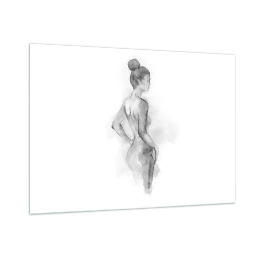 Obraz na szkle - Subtelna kobieca sylwetka malowana akwarelą na białym tle - 100x70cm - Piękna jak malowanie - Nowoczesna dekoracja ścienna do salonu, kuchni i sypialni ARTTOR