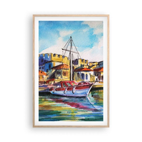 Plakat w ramie jasny dąb - Tęczowe popołudnie - 61x91 cm