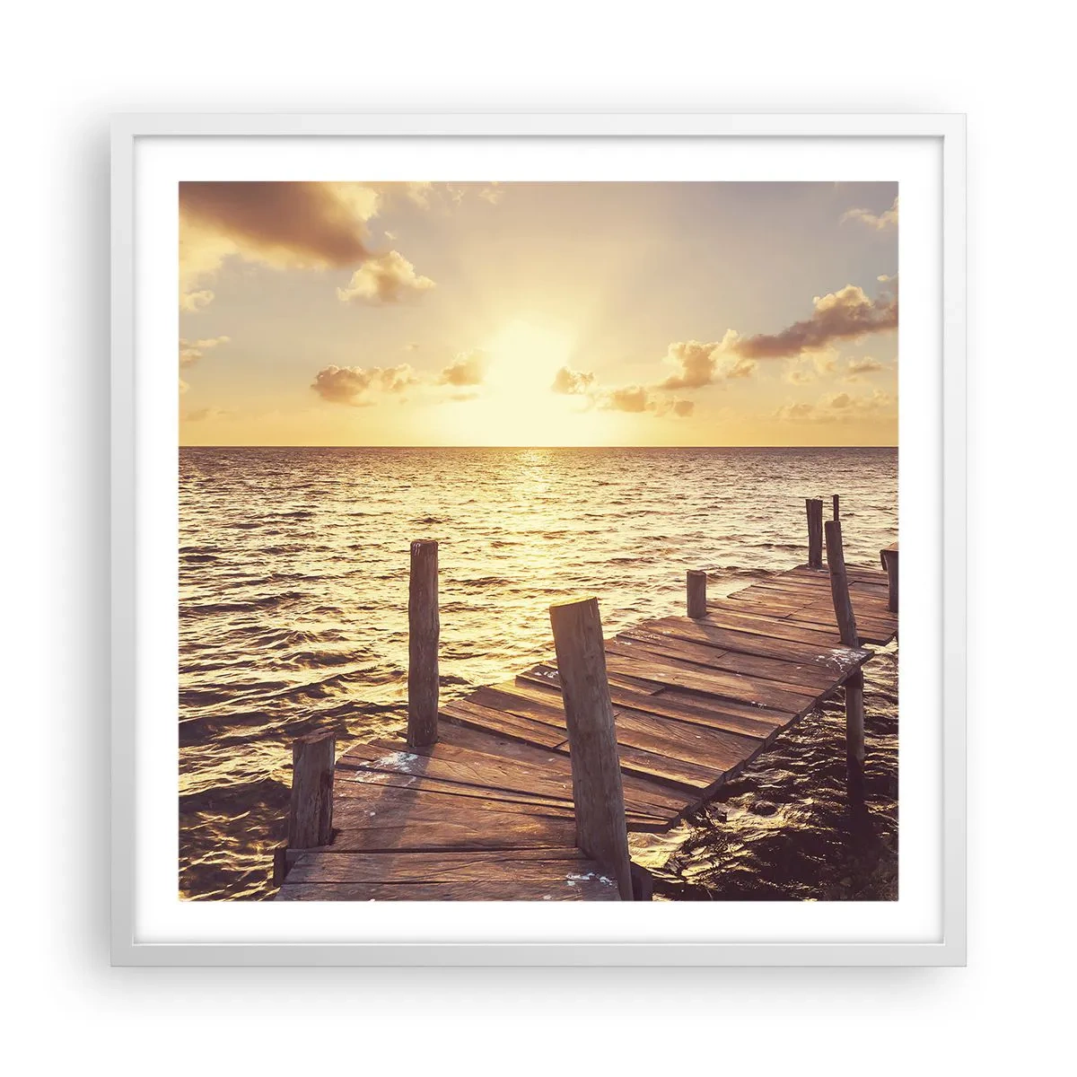 Plakat w białej ramie - Złota kraina łagodności - 60x60 cm