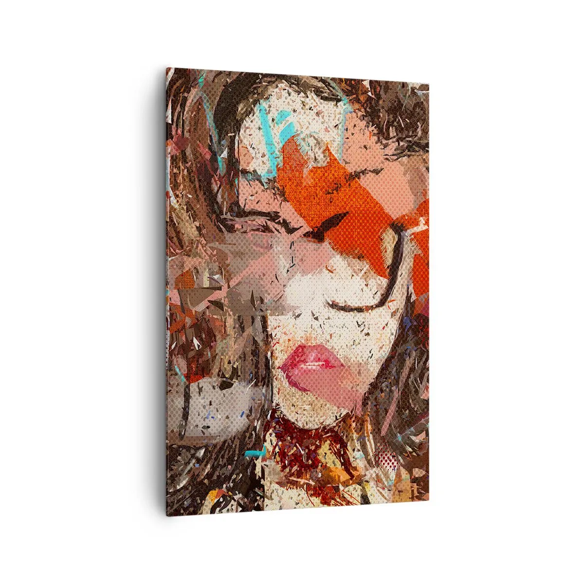 Obraz na płótnie - Abstrakcyjny portret kobiety w intensywnych barwach - 80x120cm - Naprawdę, jaka jesteś, nie wie nikt - Nowoczesna dekoracja ścienna do salonu i sypialni ARTTOR