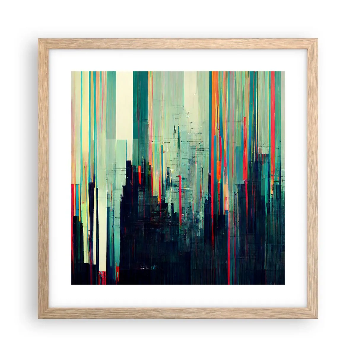Plakat w ramie jasny dąb - Futurystyczne miasto - 40x40 cm