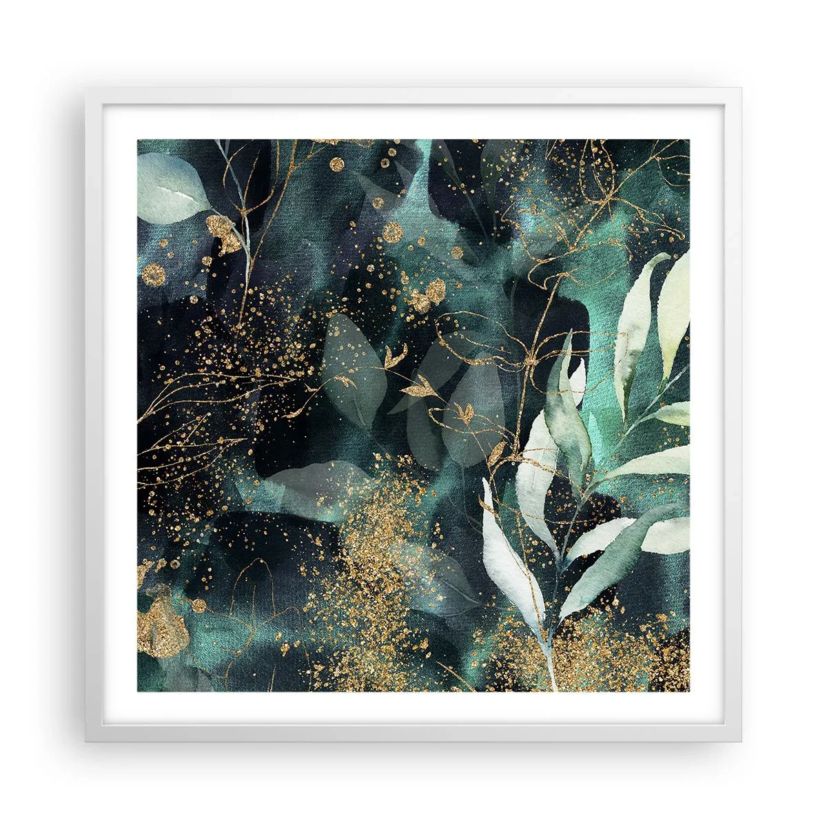 Plakat w białej ramie - Zaczarowany ogród - 60x60 cm
