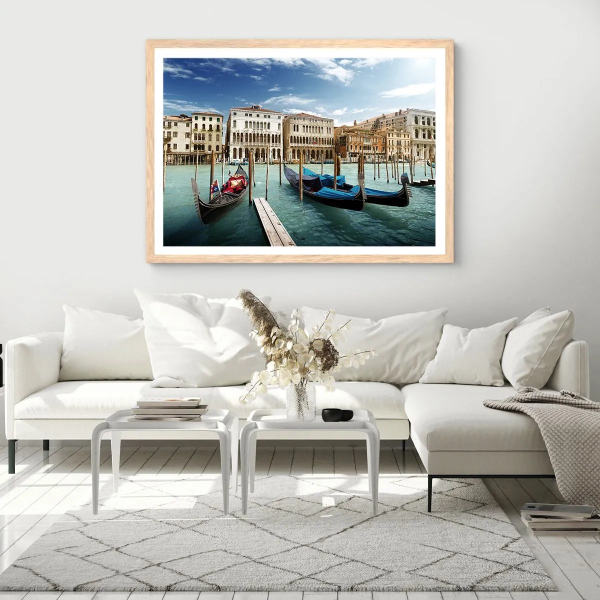 Plakat w ramie jasny dąb - Pałace w błękicie - 70x50 cm
