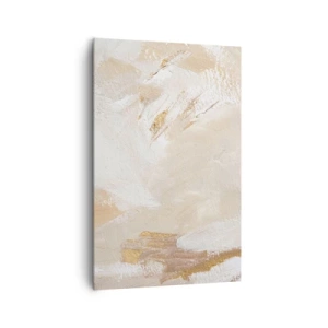 Obraz na płótnie - Delikatne abstrakcyjne tony w odcieniach beżu i złota - 80x120cm - Pastelowa kompozycja - Nowoczesna dekoracja ścienna do salonu i sypialni ARTTOR