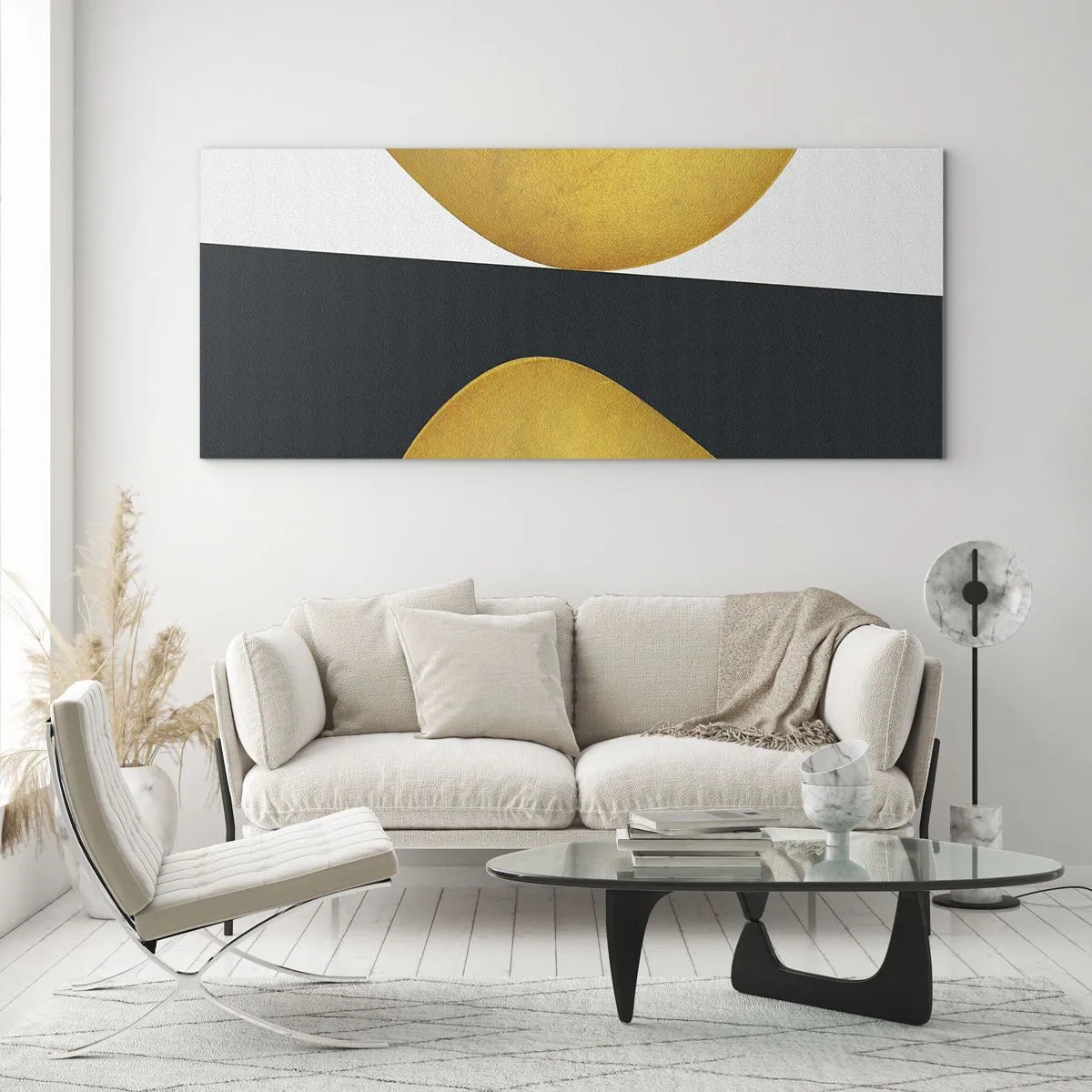 Obraz na szkle - Po pierwsze: złoto - 100x40 cm