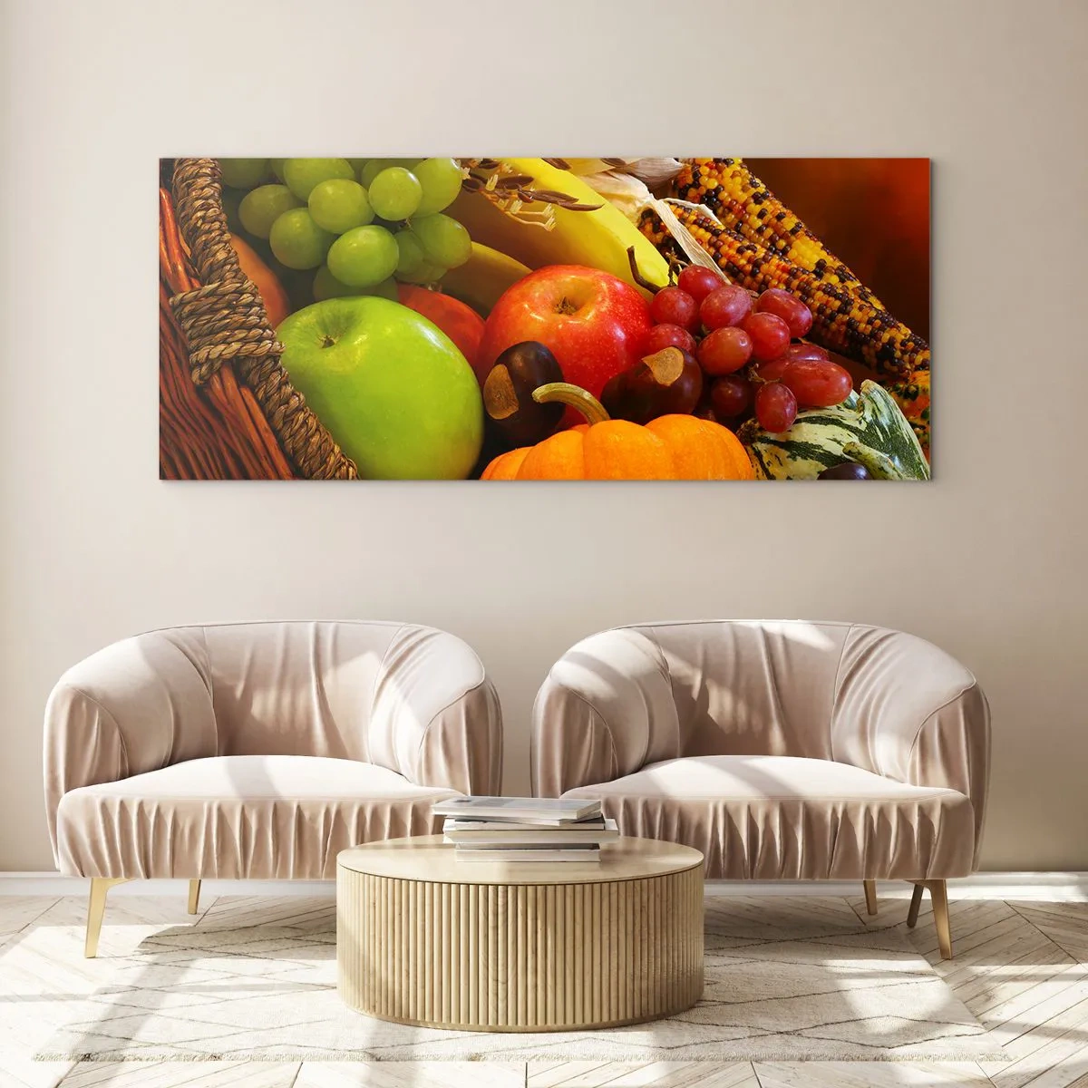 Obraz na szkle - Koszyk urodzaju - 90x30 cm