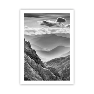 Plakat - Górski krajobraz z chmurami na horyzoncie - 50x70cm - Aż po horyzont - Nowoczesna dekoracja ścienna do salonu, kuchni i sypialni ARTTOR