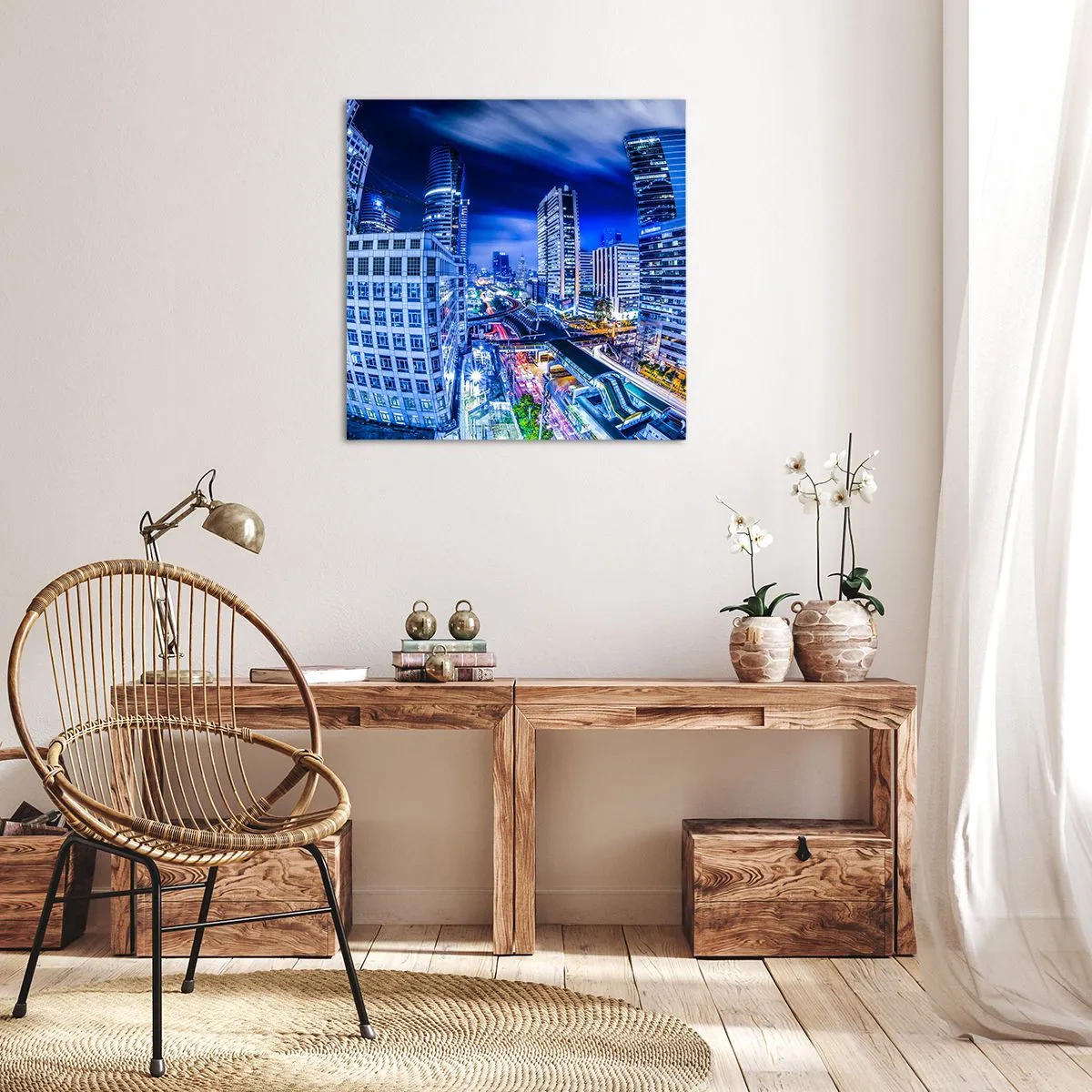 Obraz na płótnie - Rytmy nocnego miasta - 60x60 cm