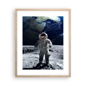 Plakat w ramie jasny dąb - Pozdrowienia z Księżyca - 40x50 cm