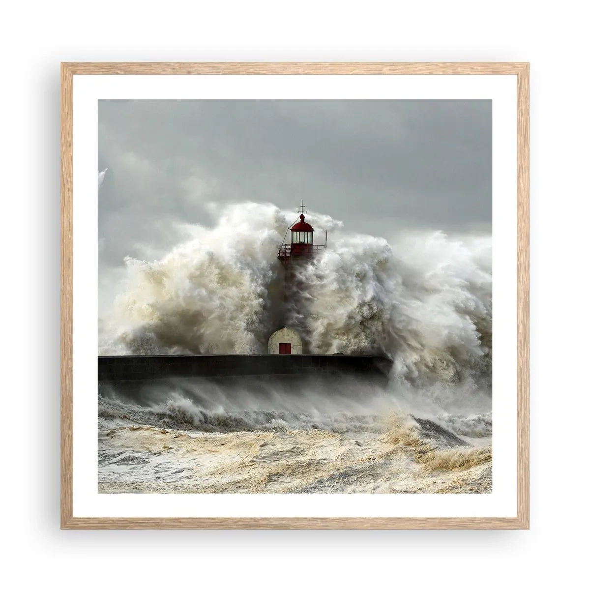 Plakat w ramie jasny dąb - Gniew oceanu - 60x60 cm