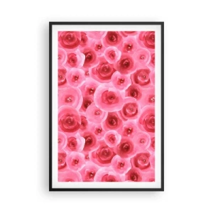 Plakat w czarnej ramie - Róże na dole i na górze - 61x91 cm