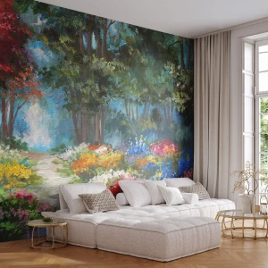 Fototapeta Standard Eco - Leśny ogród, kwietny las - Krajobraz, Park, Kwiaty - 250x175 cm