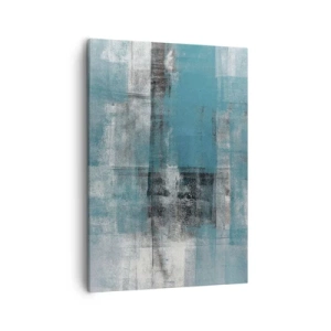 Obraz na płótnie - Abstrakcyjna kompozycja geometryczna w odcieniach błękitu i szarości - 50x70cm - Woda i powietrze - Nowoczesna dekoracja ścienna do salonu, kuchni i sypialni ARTTOR