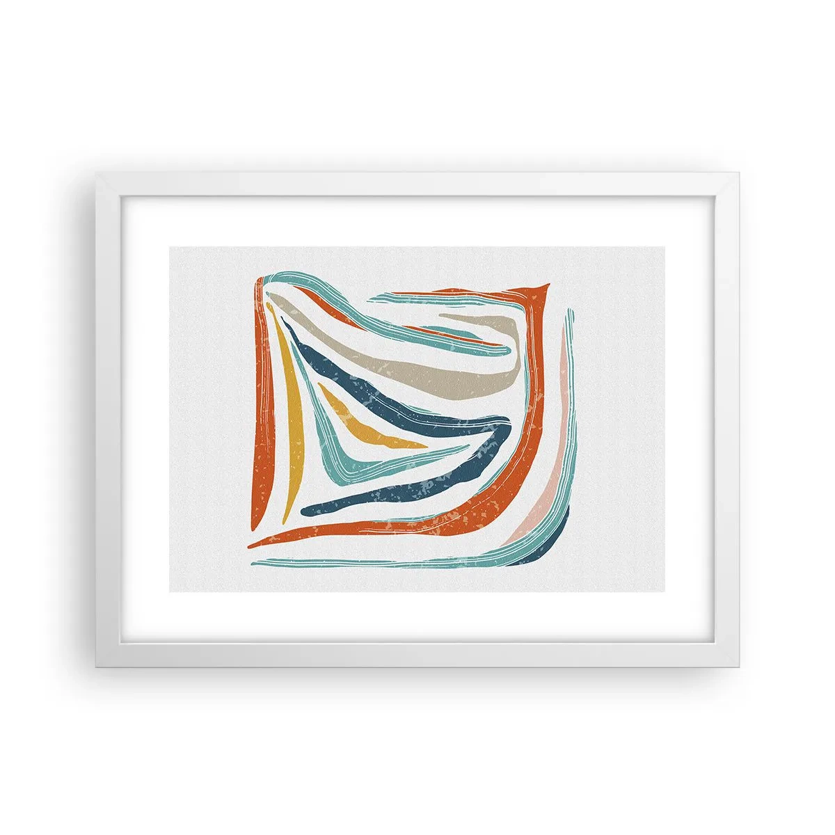 Plakat w białej ramie - Abstrakcja przyjaźnie uśmiechnięta - 40x30 cm