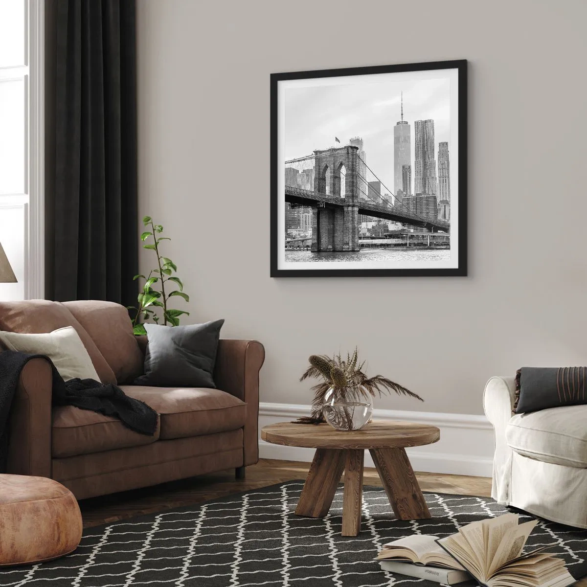 Plakat w czarnej ramie - Nowojorskie klimaty - 40x40 cm