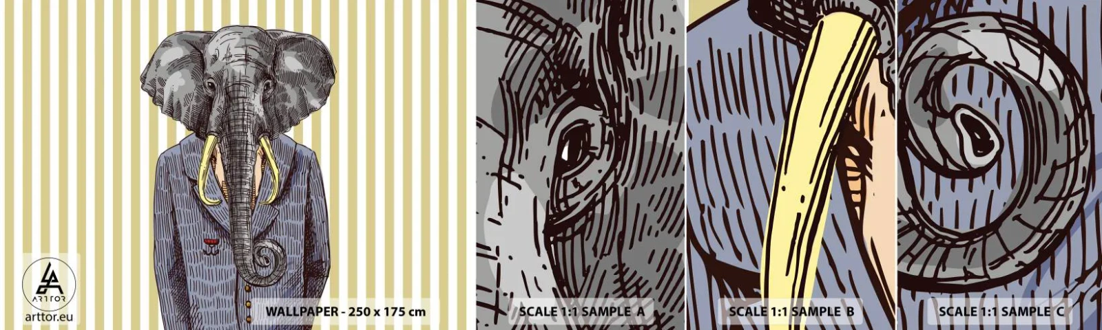 Fototapeta Próbka Samoprzylepna Deluxe Sticker - Elegancki z natury - Abstrakcja, Słoń, Portret - 100x30 cm