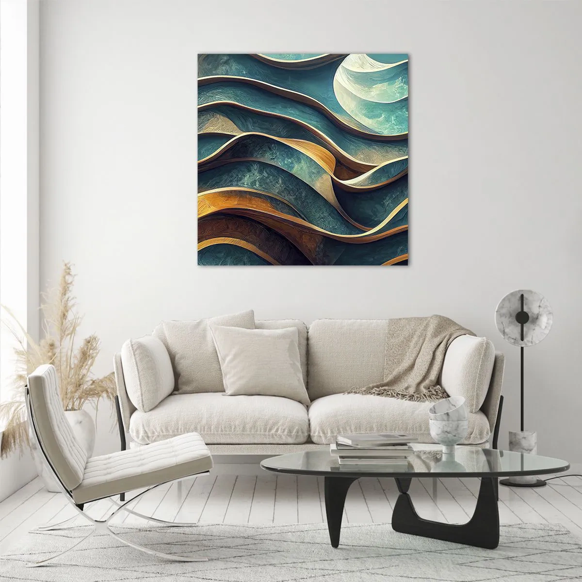 Obraz na szkle - Meandry błękitu - 50x50 cm
