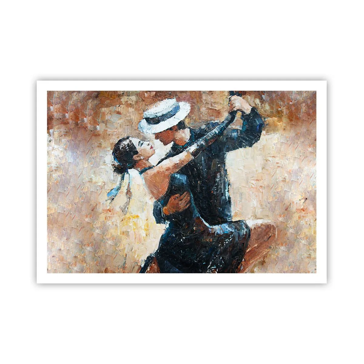 Plakat - Para tańcząca tango w romantycznym, eleganckim stylu - 100x70cm - A la Rudolf Valentino - Nowoczesna dekoracja ścienna do salonu i sypialni ARTTOR