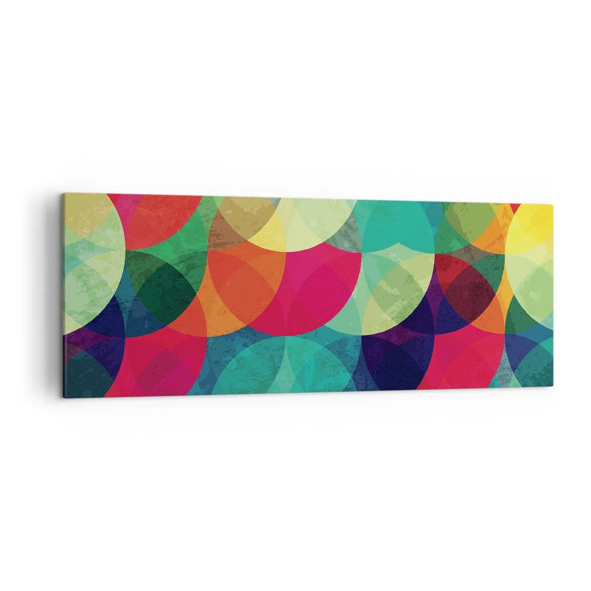 Obraz na płótnie - Kolorowe geometryczne wzory złożone z kół i półkoli - 140x50cm - Wtęczowstąpienie - Nowoczesna dekoracja ścienna do salonu i sypialni ARTTOR