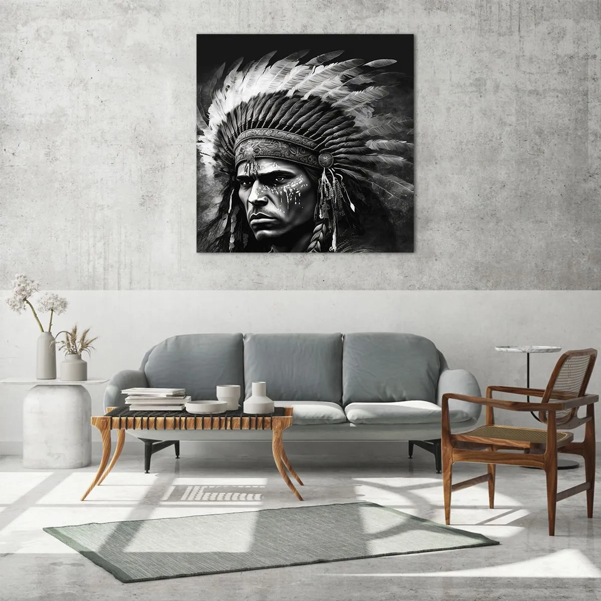 Obraz na szkle - Wódz i wojownik - 50x50 cm