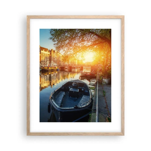 Plakat w ramie jasny dąb - Poranek w Amsterdamie - 40x50 cm