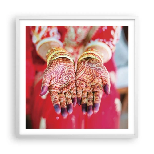 Plakat w białej ramie - Gotowa złapać szczęście - 60x60 cm