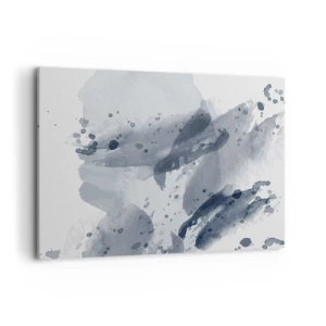 Obraz na płótnie - Abstrakcyjne plamy w odcieniach niebieskiego na jasnym tle - 100x70cm - Studium natury wody - Nowoczesna dekoracja ścienna do salonu, kuchni i sypialni ARTTOR