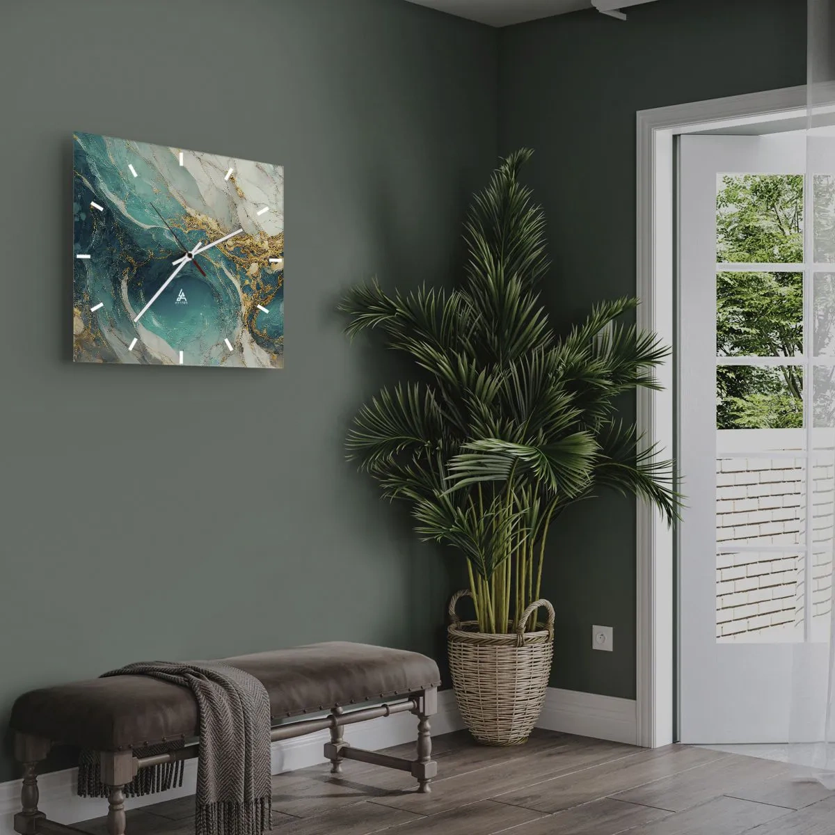 Zegar ścienny - Kompozycja z żyłami złota - 40x40 cm