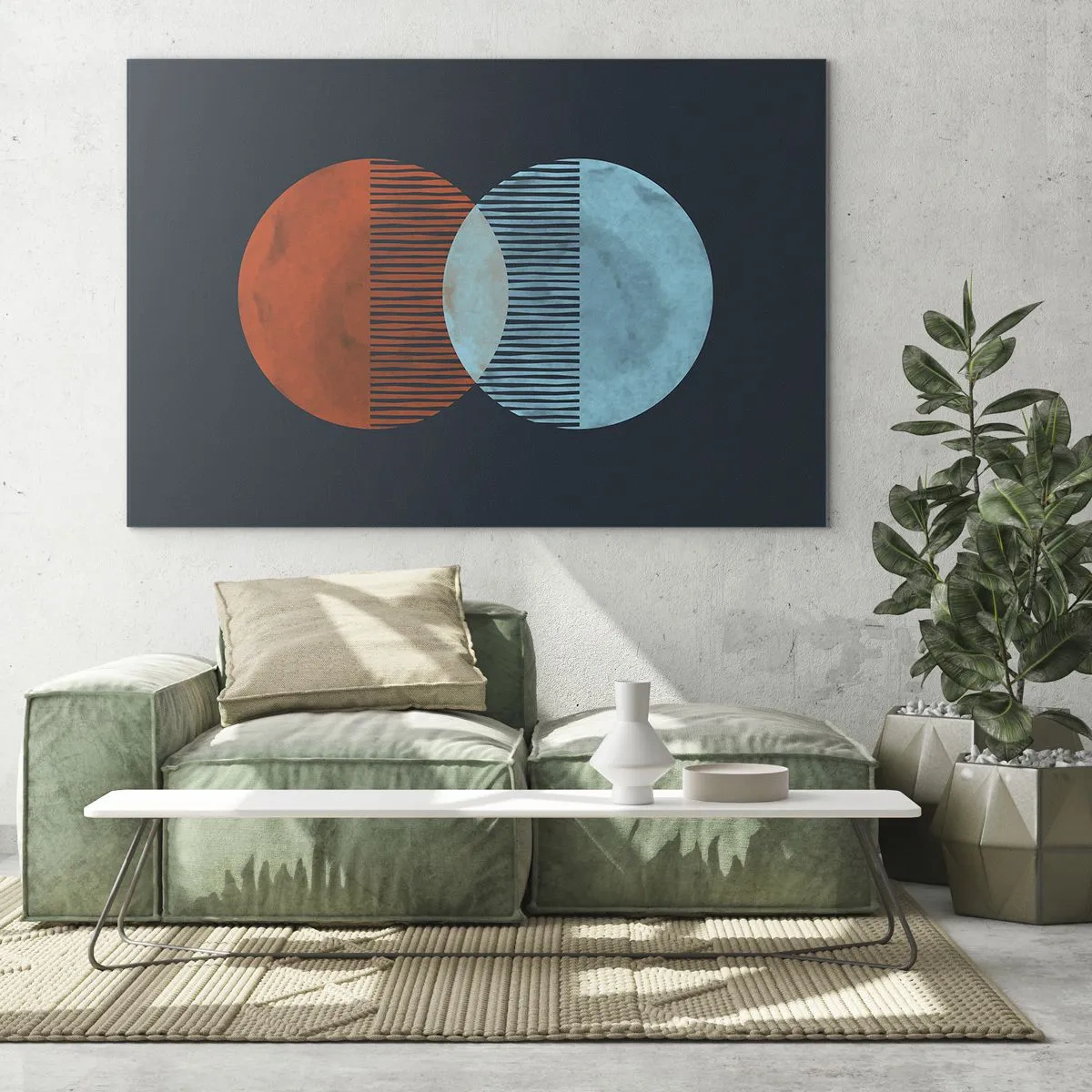Obraz na szkle - Dwie przecinające się kolorowe planety z geometrycznym wzorem - 70x50cm - Astronomiczna fantazja - Nowoczesna dekoracja ścienna do salonu i sypialni ARTTOR