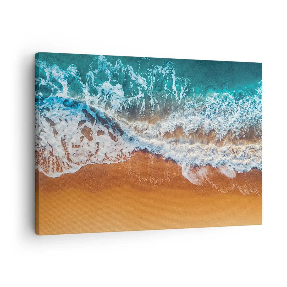 Obraz na płótnie - Widok z lotu ptaka na fale oceanu rozbijające się o brzeg - 70x50cm - Zawsze w parze - Nowoczesna dekoracja ścienna do salonu i sypialni ARTTOR