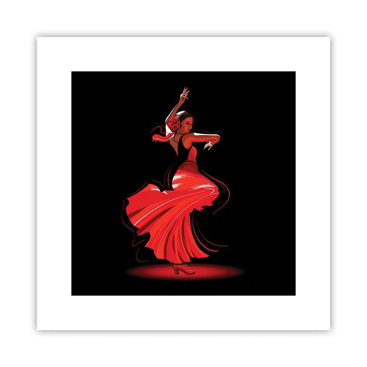 Plakat - Ognisty duch flamenco - 30x30 cm