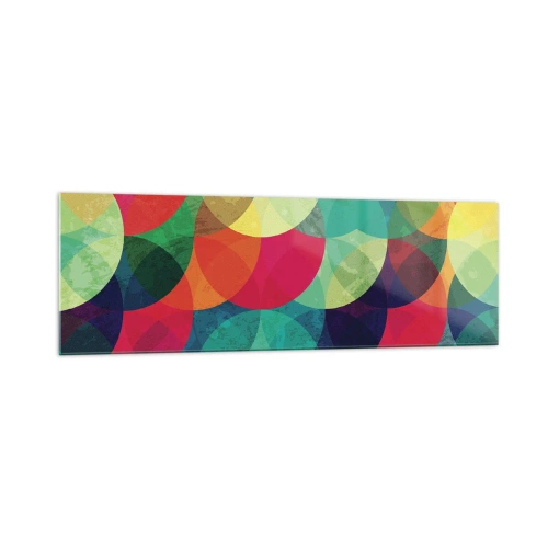 Obraz na szkle - Kolorowe geometryczne wzory złożone z kół i półkoli - 160x50cm - Wtęczowstąpienie - Nowoczesna dekoracja ścienna do salonu i sypialni ARTTOR