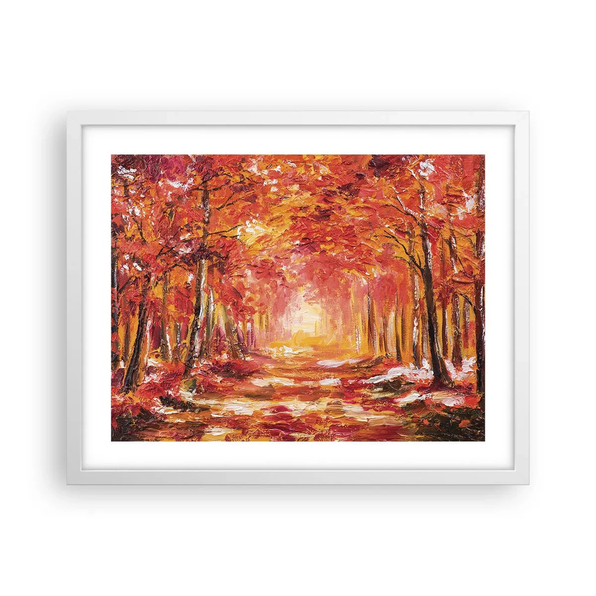 Plakat w białej ramie - Miedziany las - 50x40 cm